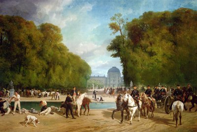 French Artillery Encamped in the Tuileries Gardens during the Siege of Paris, Late September 1870 by Alfred Brunner Lacoste, Emile Decaen